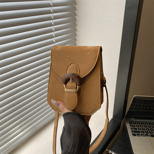 Damen Umhängetasche mit verstellbarem Riemen und stilvollem Holzverschluss Nord Taschen