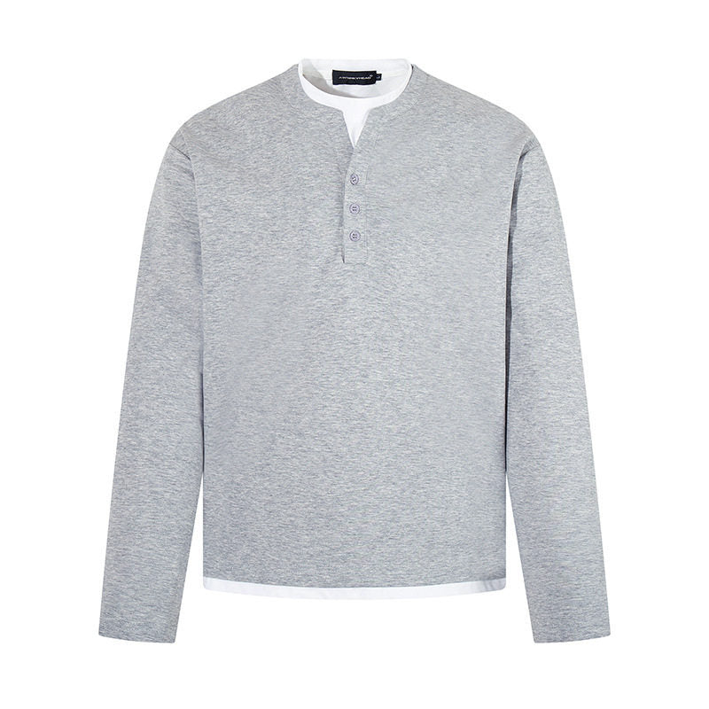 Herren Langärmeliges Henley-Layer-Shirt mit kontrastierendem Innenkragen und modernem Regular-Fit Nord Taschen