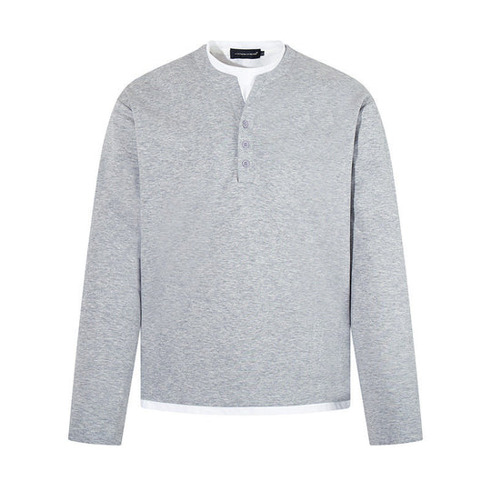 Herren Langärmeliges Henley-Layer-Shirt mit kontrastierendem Innenkragen und modernem Regular-Fit Nord Taschen