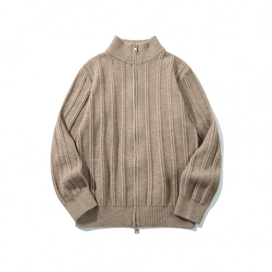 Unisex Reißverschluss-Strickjacke mit Stehkragen und vertikaler Struktur Nord Taschen