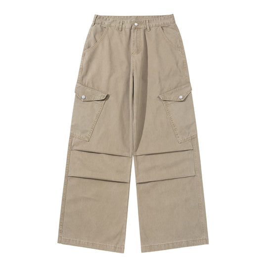 Damen Weite Cargo-Hose aus Baumwoll-Twill mit hoher Taille und aufgesetzten Klappentaschen Nord Taschen