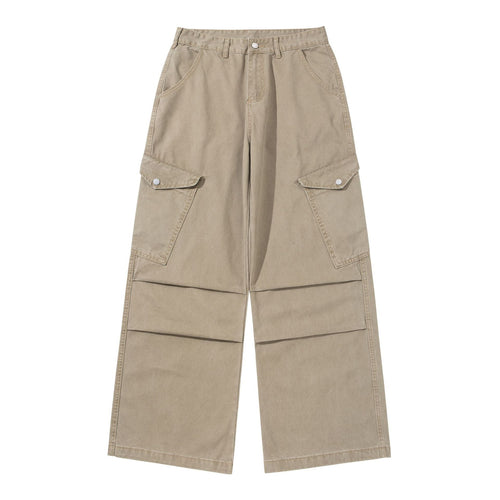 Damen Weite Cargo-Hose aus Baumwoll-Twill mit hoher Taille und aufgesetzten Klappentaschen Nord Taschen