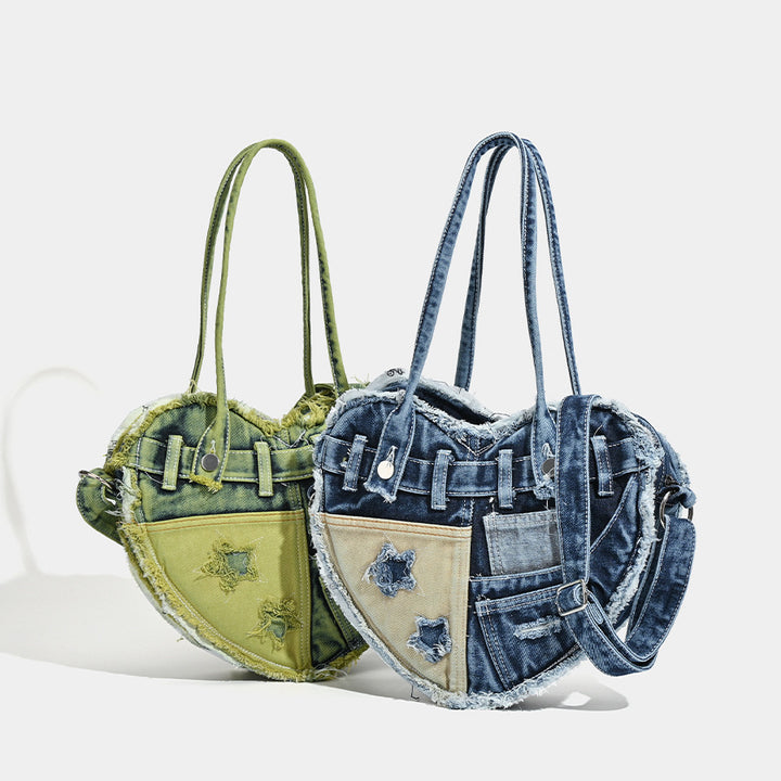 Damen Herzförmige Denim-Handtasche mit verspieltem Design Nord Taschen