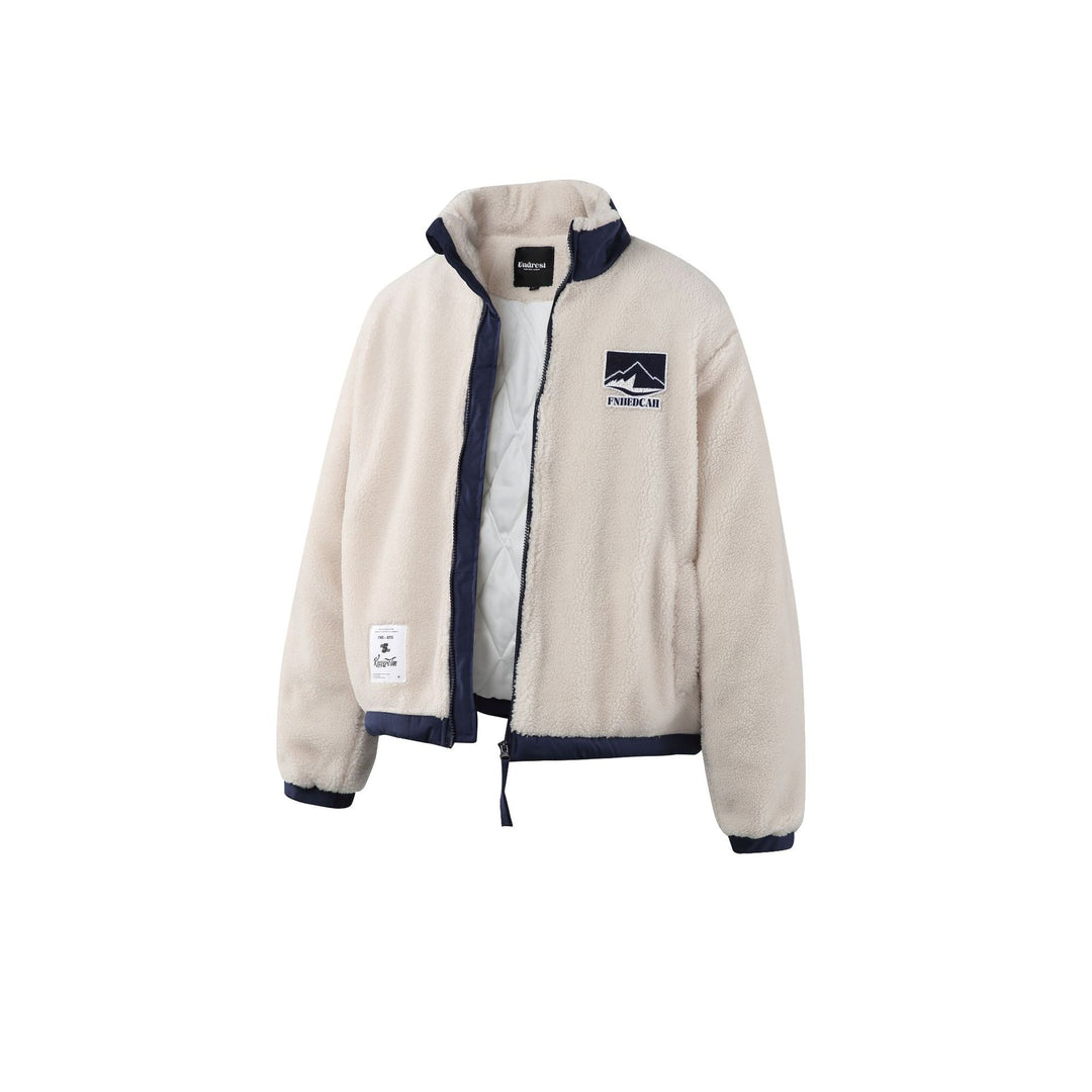 Herren Teddy-Fleecejacke mit Stehkragen, durchgehendem Reißverschluss und Kontrastbesatz Nord Taschen