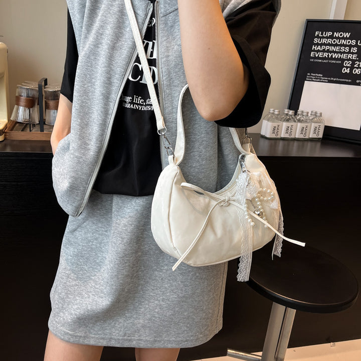 Damen elegante Hobo-Tasche aus samtartigem Material mit dekorativem Perlen-Detail Nord Taschen