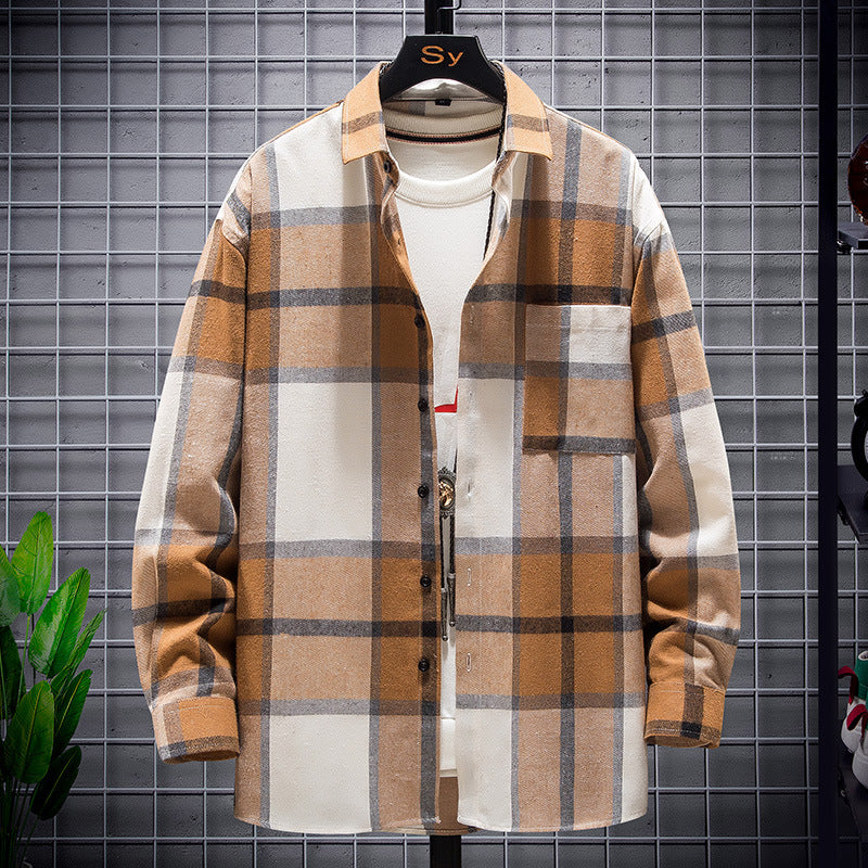 Herren karierte Flanell-Hemdjacke im Oversize-Schnitt mit aufgesetzter Brusttasche Nord Taschen