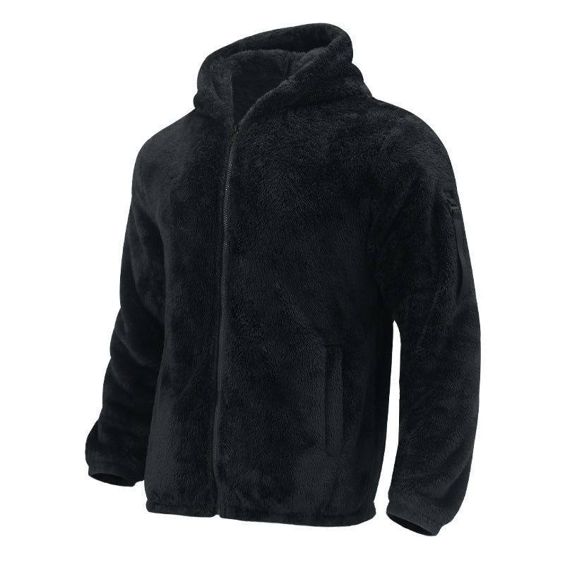 Herren Gefütterte Fleece-Kapuzenjacke mit Teddy-Finish, Reißverschluss und Seitentaschen Nord Taschen