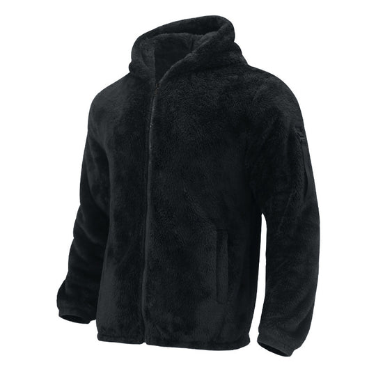 Herren Gefütterte Fleece-Kapuzenjacke mit Teddy-Finish, Reißverschluss und Seitentaschen Nord Taschen