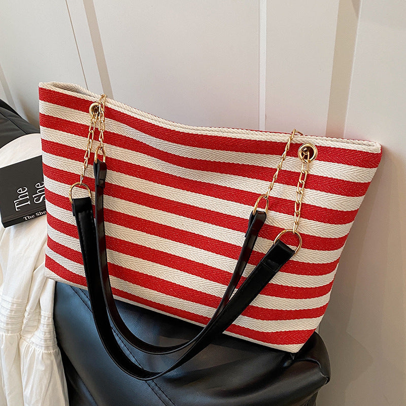 Damen große Strandtasche mit modernem Streifen Design Nord Taschen