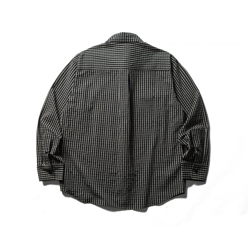 Herren Boxy-Overshirt aus leichter Baumwollmischung mit feinem Karomuster und Brustklappentaschen Nord Taschen