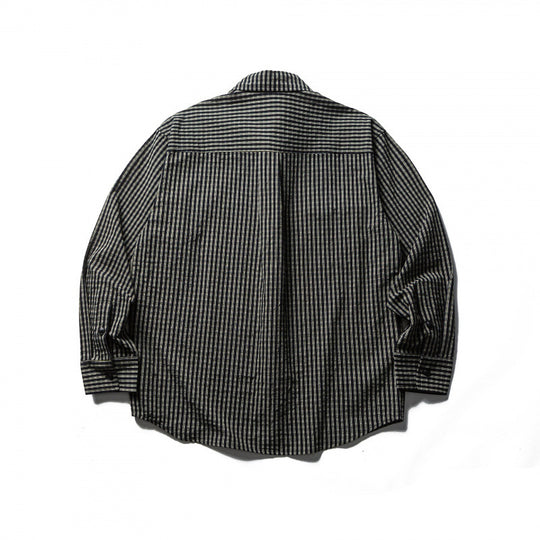 Herren Boxy-Overshirt aus leichter Baumwollmischung mit feinem Karomuster und Brustklappentaschen Nord Taschen