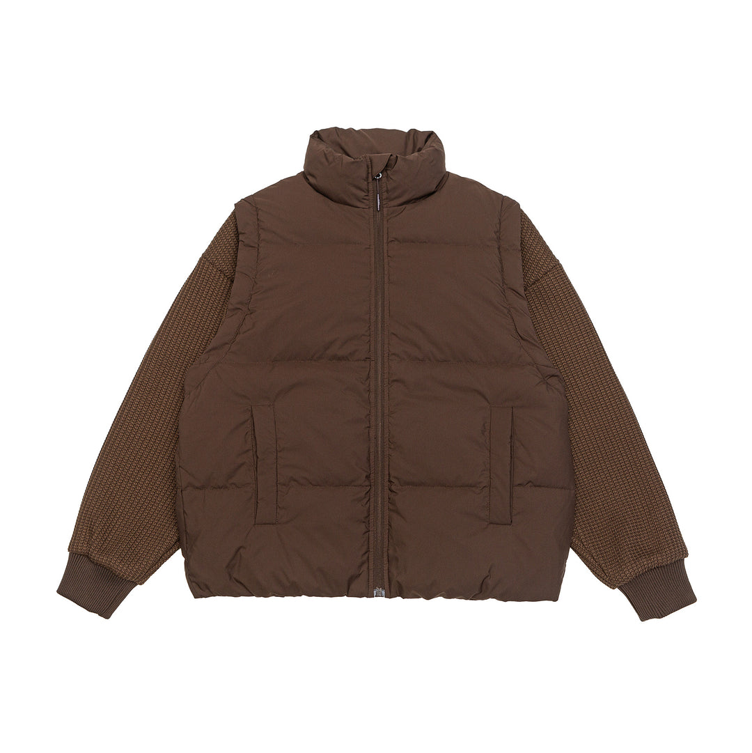 Herren Gefütterte Hybrid‑Steppjacke mit Strickärmeln und hohem Stehkragen Nord Taschen
