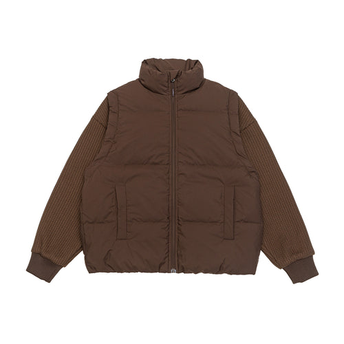 Herren Gefütterte Hybrid‑Steppjacke mit Strickärmeln und hohem Stehkragen Nord Taschen