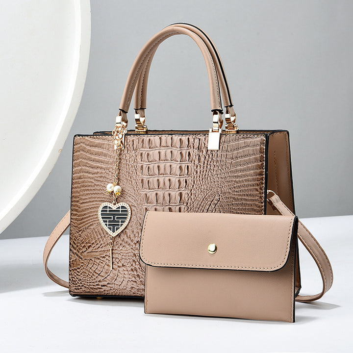 Damen Handtasche mit edler Krokodilprägung und abnehmbarer Clutch Nord Taschen