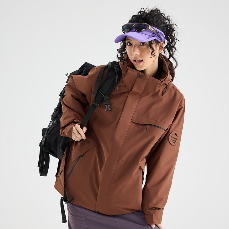 Herren Wasserdichte Outdoor-Softshelljacke mit Kapuze, hohem Stehkragen & Reißverschlusstaschen Nord Taschen