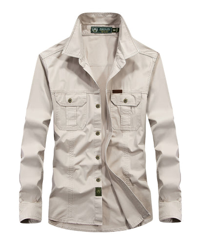 Herren leichtes Canvas-Fieldhemdjacke mit Brustpattentaschen und verstärkten Nähten Nord Taschen