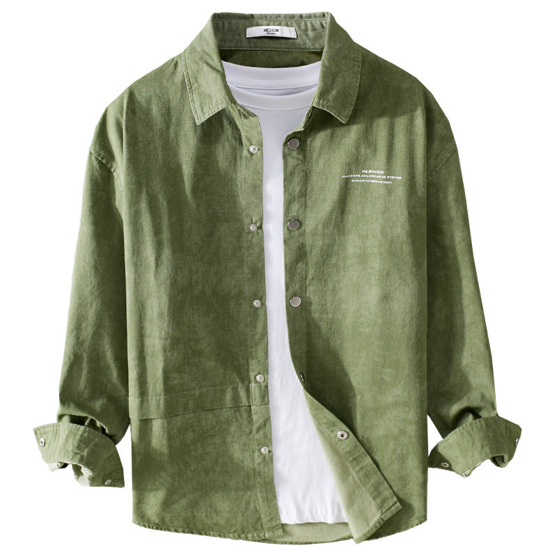 Herren Samtiges Cord-Overshirt mit Druckknopfleiste und Relaxed-Fit Nord Taschen