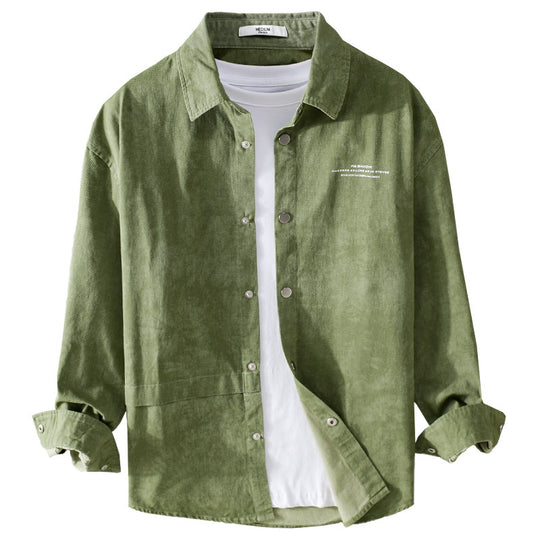 Herren Samtiges Cord-Overshirt mit Druckknopfleiste und Relaxed-Fit Nord Taschen