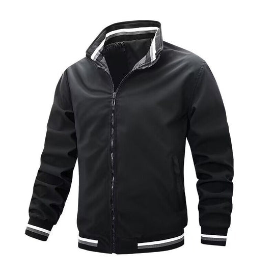 Herren Urbaner College-Blouson mit Stehkragen, Kontrast-Rippbündchen und verdecktem Reißverschluss Nord Taschen