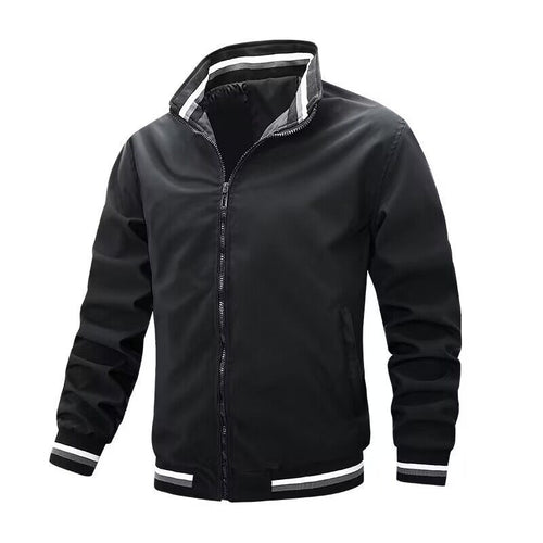 Herren Urbaner College-Blouson mit Stehkragen, Kontrast-Rippbündchen und verdecktem Reißverschluss Nord Taschen