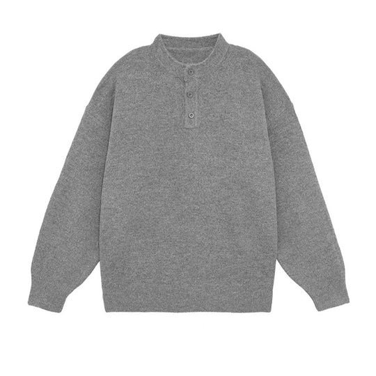 Herren Bequemer Grobstrickpullover mit Knopfleiste Nord Taschen