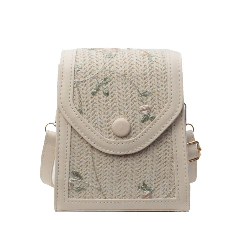 Damen Umhängetasche mit floralen Stickdetails und praktischem Klappverschluss Nord Taschen
