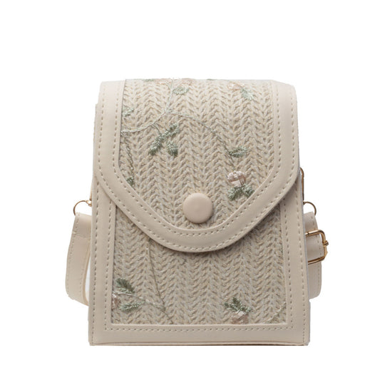 Damen Umhängetasche mit floralen Stickdetails und praktischem Klappverschluss Nord Taschen