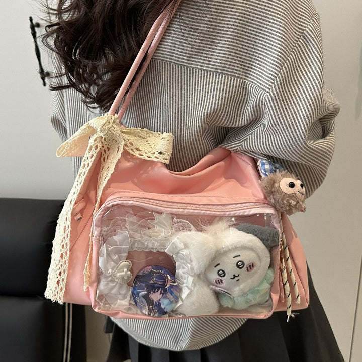 Damen modische Handtasche mit transparentem Fach Nord Taschen