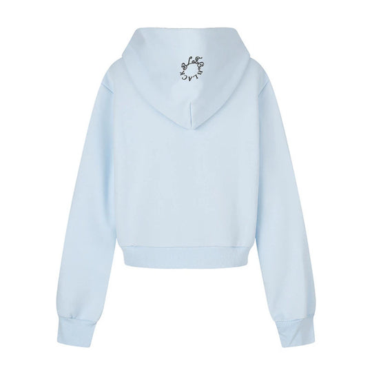 Damen Kapuzen-Sweatjacke mit Fotoprint, kurzem Cropped-Schnitt und Kreuz-Zipper Nord Taschen