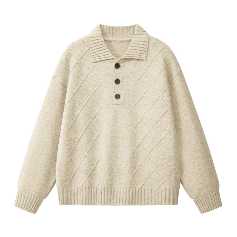 Damen Strickpullover mit Polokragen und Rautenstruktur Nord Taschen