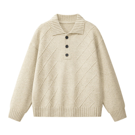 Damen Strickpullover mit Polokragen und Rautenstruktur Nord Taschen