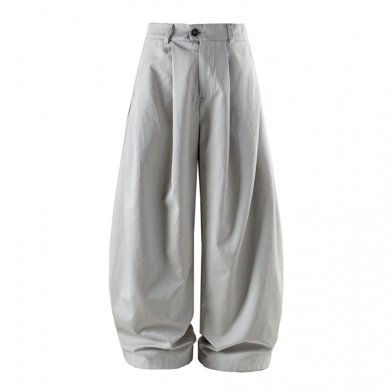 Damen Weite High-Waist Plissierte Balloon-Hose Nord Taschen