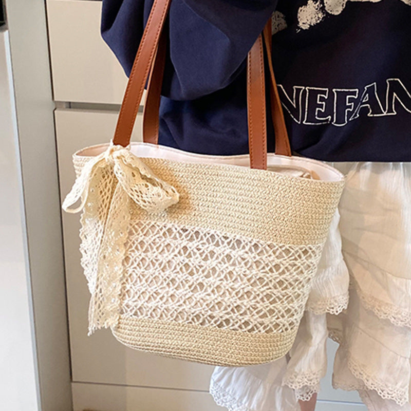 Damen Strandtasche mit dekorativen Spitzenakzenten Nord Taschen