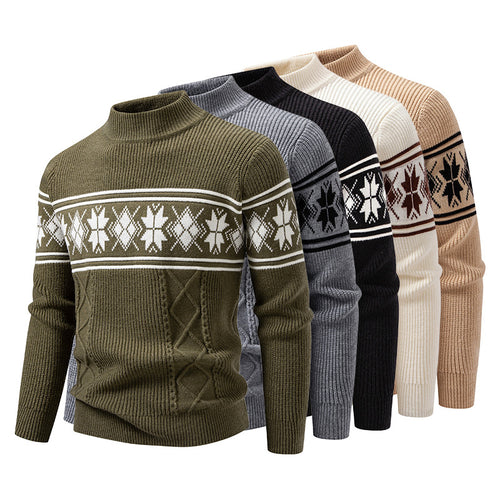 Herren Norwegermuster-Rollkragenpullover aus Feinstrick mit Zopfmuster-Details Nord Taschen