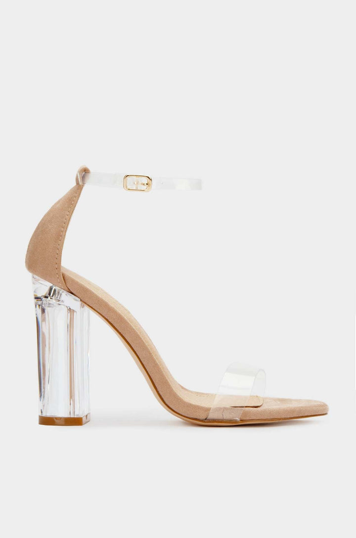 Damen elegante High Heel Sandalen mit transparentem Blockabsatz