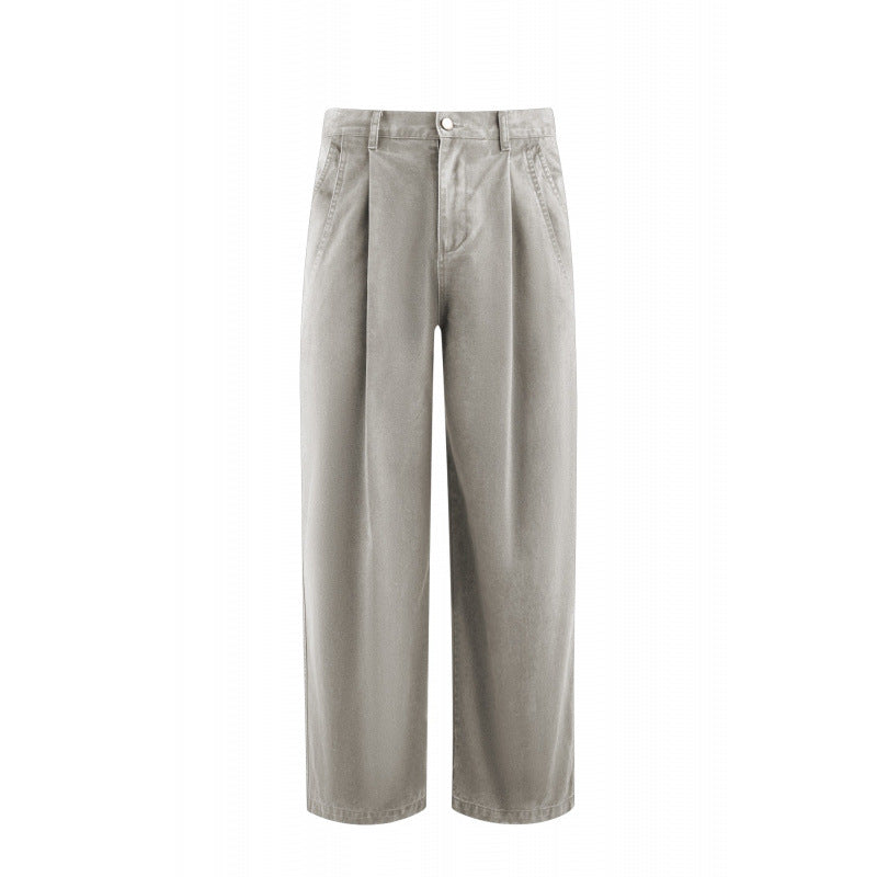 Damen Hochtaillierte Culotte-Hose mit weitem Bein, Bundfalten und soften Denimgriff Nord Taschen