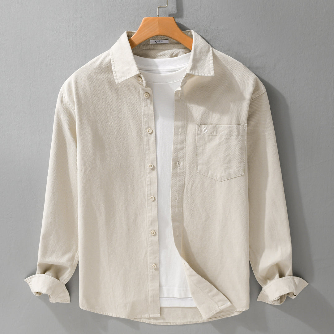 Herren Hemdjacke-Overshirt aus softem Baumwoll-Twill im Layering-Look mit aufgesetzter Brusttasche Nord Taschen