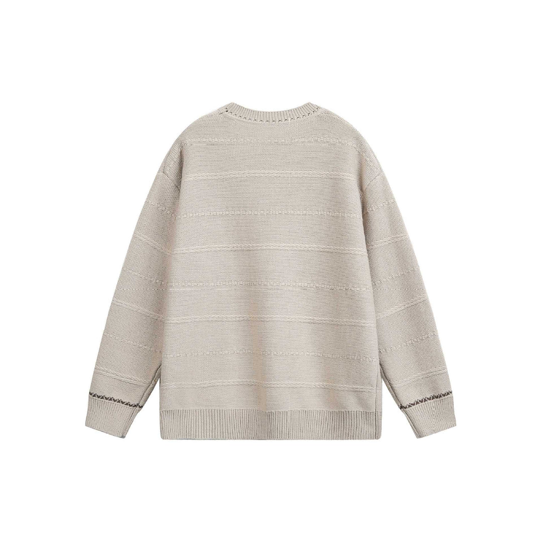 Damen Oversize-Strickpullover mit Strukturstreifen und Rundhalsausschnitt Nord Taschen