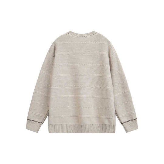 Damen Oversize-Strickpullover mit Strukturstreifen und Rundhalsausschnitt Nord Taschen