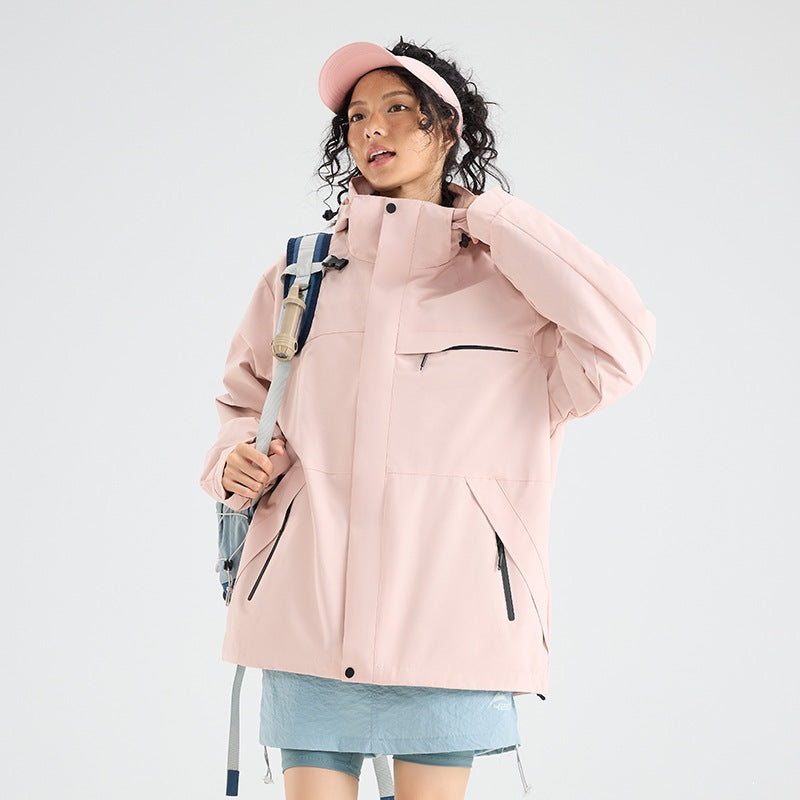 Herren Wasserdichte Outdoor-Softshelljacke mit Kapuze, hohem Stehkragen & Reißverschlusstaschen Nord Taschen