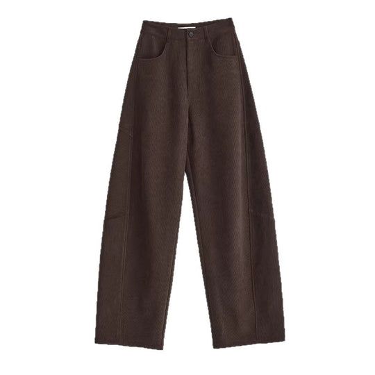 Damen Weite Cordhose mit hoher Taille, Bundfalte und Palazzoschnitt Nord Taschen