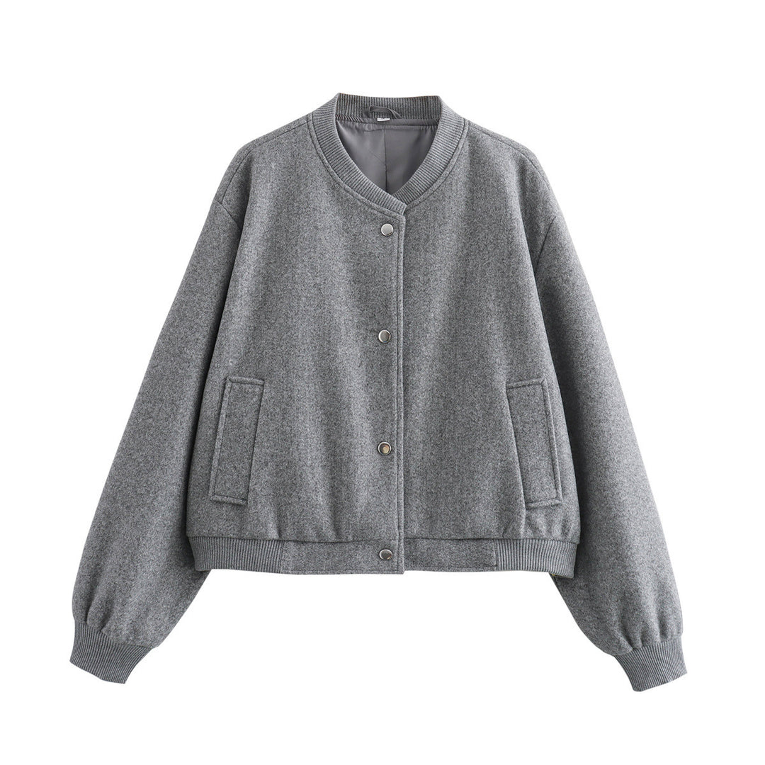 Damen Cropped-Bomberjacke im Boxy-Schnitt mit Druckknopfleiste und Eingrifftaschen Nord Taschen