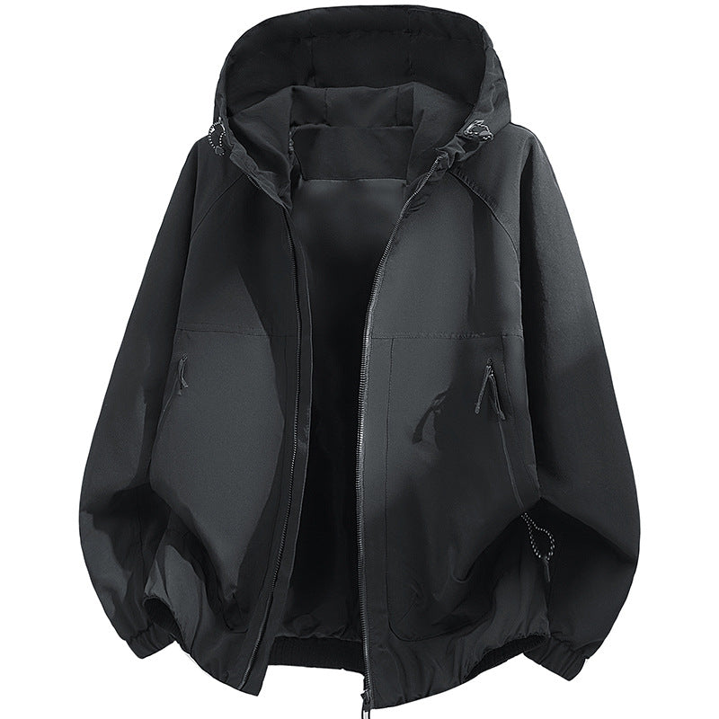 Herren Oversized Kapuzen‑Softshelljacke mit technischer Oberfläche und Kordelzugsaum Nord Taschen
