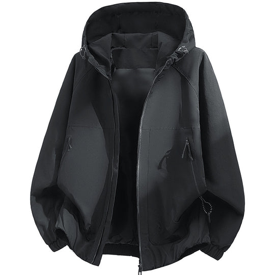 Herren Oversized Kapuzen‑Softshelljacke mit technischer Oberfläche und Kordelzugsaum Nord Taschen
