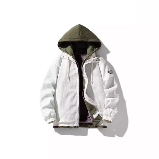 Herren Gefütterte Kapuzenjacke mit grafischem Print, Teddy-Innenfutter und winddichter Außenhülle Nord Taschen