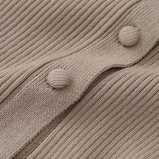 Damen Strukturierter Rippstrick-Cardigan mit Stehkragen und Taillennaht Nord Taschen