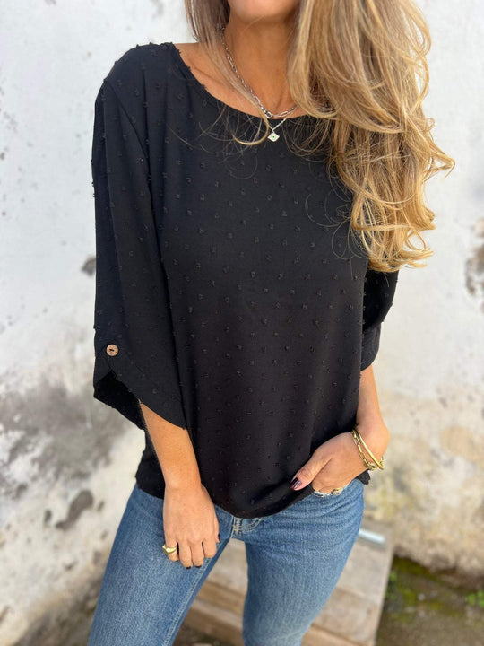 Damen Bluse mit Strukturpunktmuster und dreiviertel Ärmel Nord Taschen
