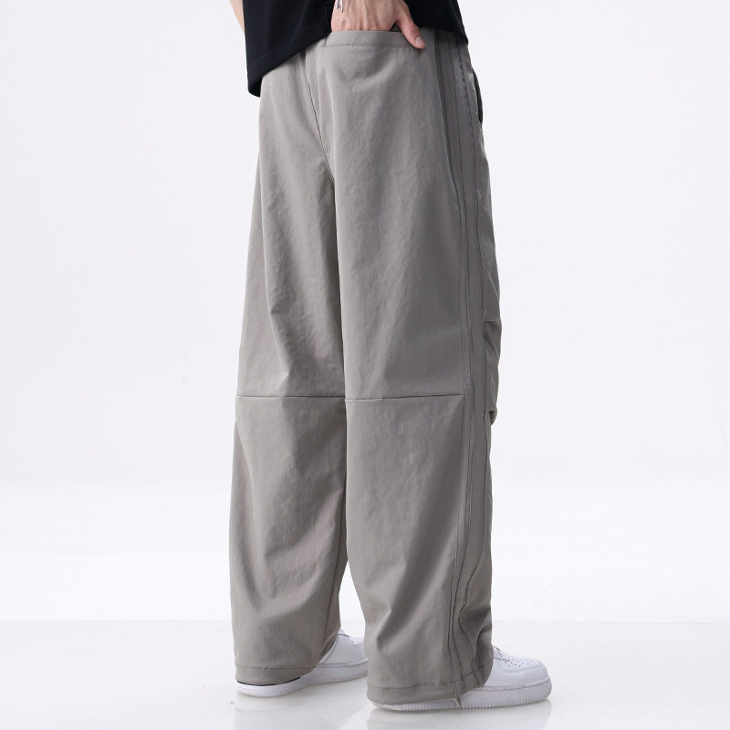 Herren Weite Cargo-Hose mit Tunnelzug, Knie-Panels und seitlichen Zierstreifen Nord Taschen