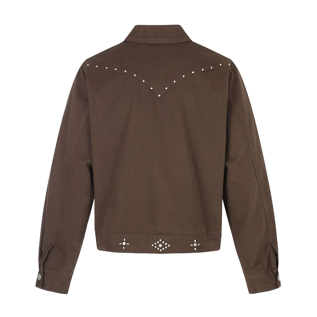 Damen Kurz geschnittene Western-inspirierte Blousonjacke mit Nietenapplikation Nord Taschen