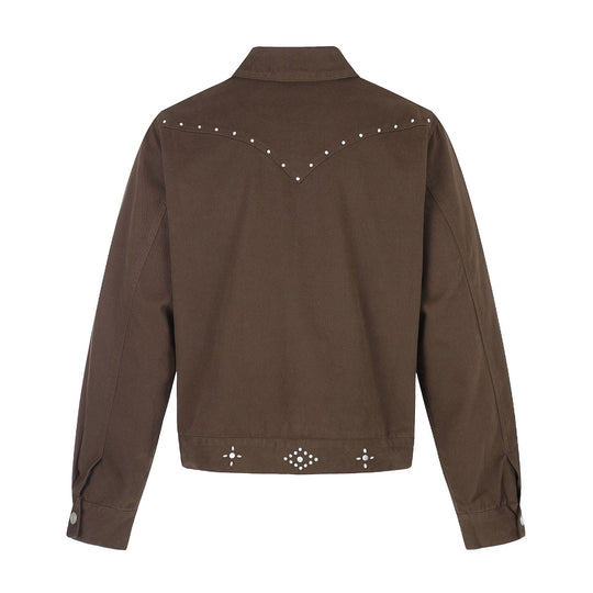 Damen Kurz geschnittene Western-inspirierte Blousonjacke mit Nietenapplikation Nord Taschen
